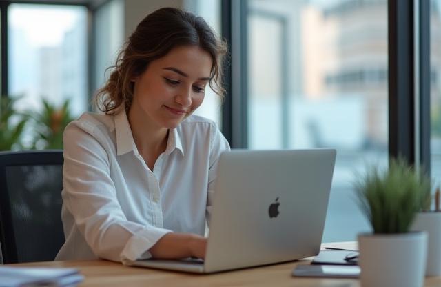 Entrepreneur working on laptop, representing business growth